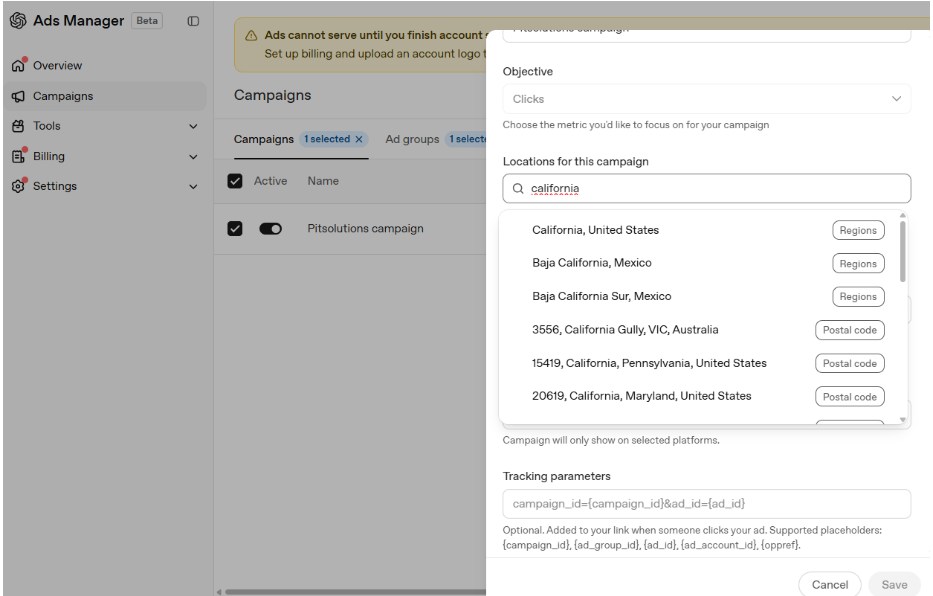 Location targeting CHatGPT
